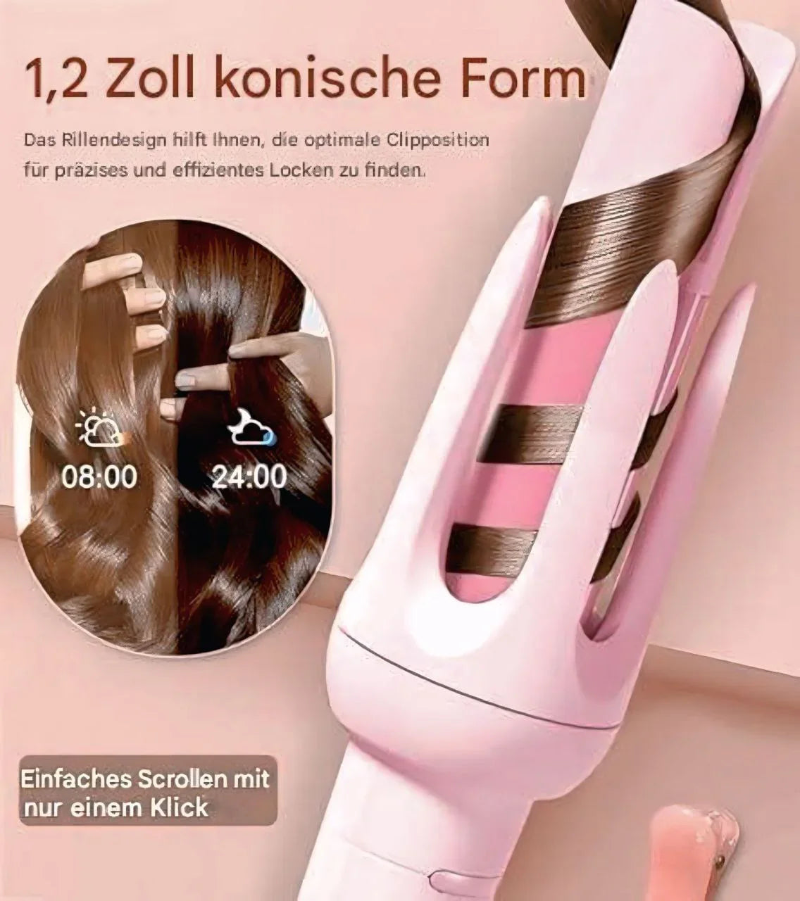 CKG LuxeWave® Automatischer Lockenstab und Glätteisen – 2 Lockengrößen (28 mm und 32 mm), 4 Hitzeeinstellungen (140 °C–200 °C), professionelles Styling-Tool